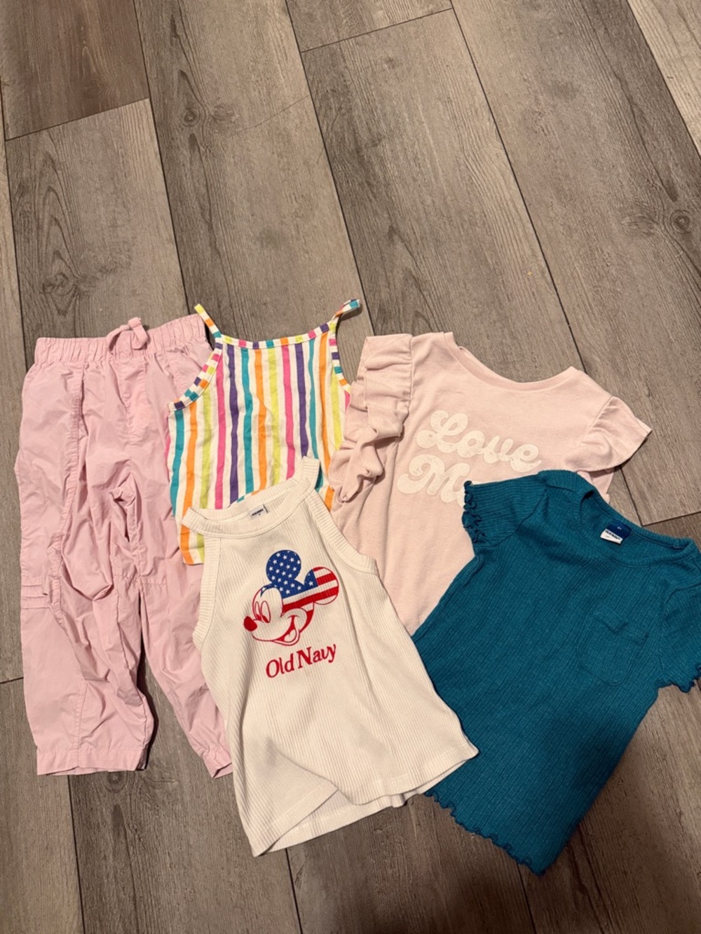 Old Navy White Mickey Tank with Multicolor and Pink Girls Top Set